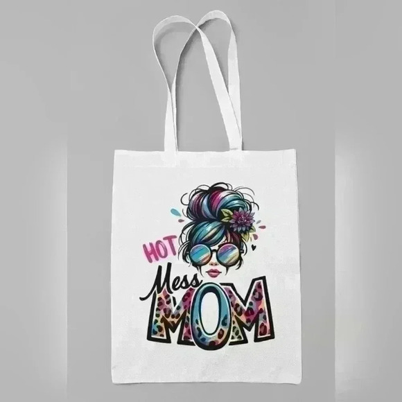 Hot mom mess stylish tote bag for shopping or groceries - Picture 2 of 2